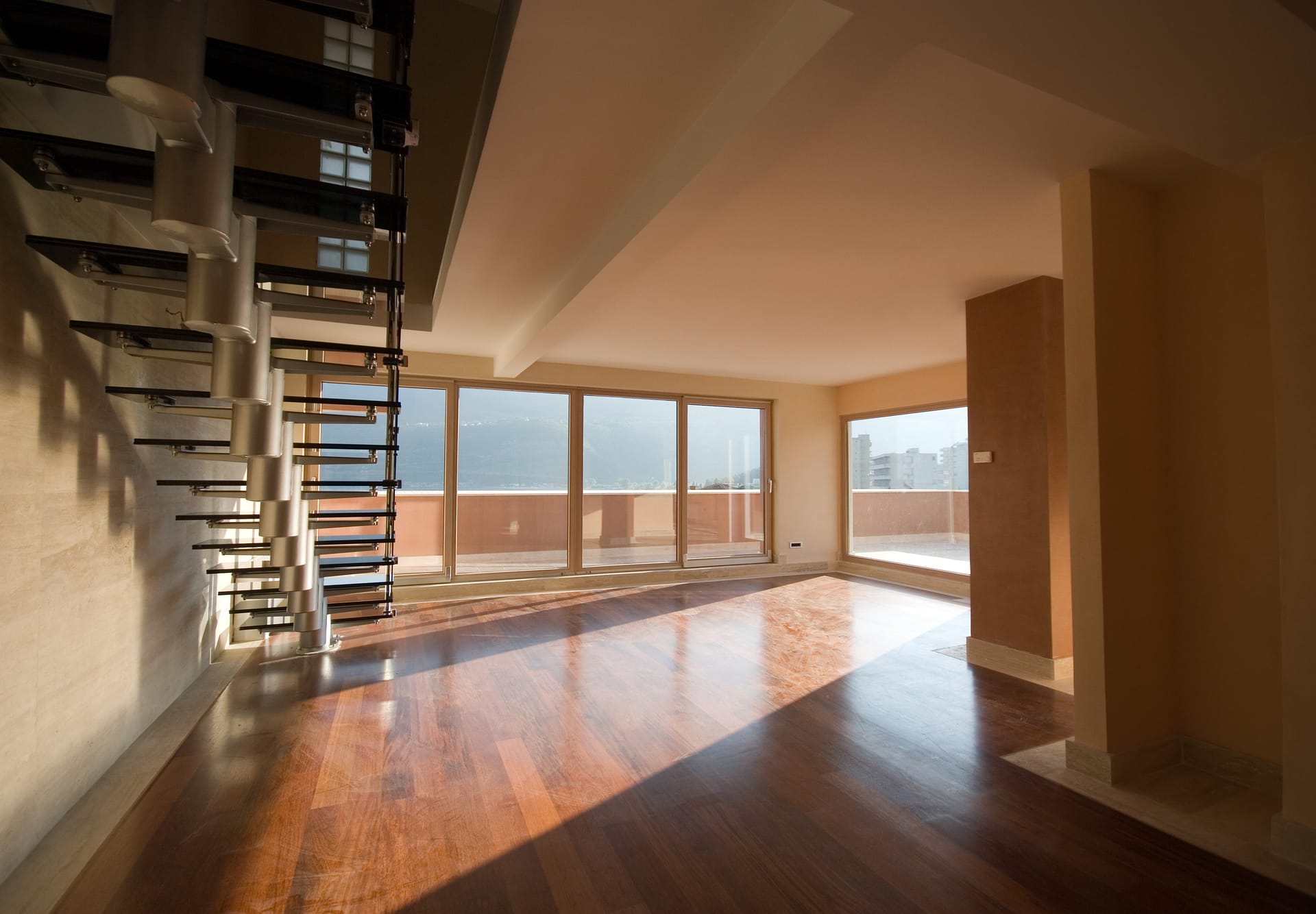 Empty new modern two level apartment.