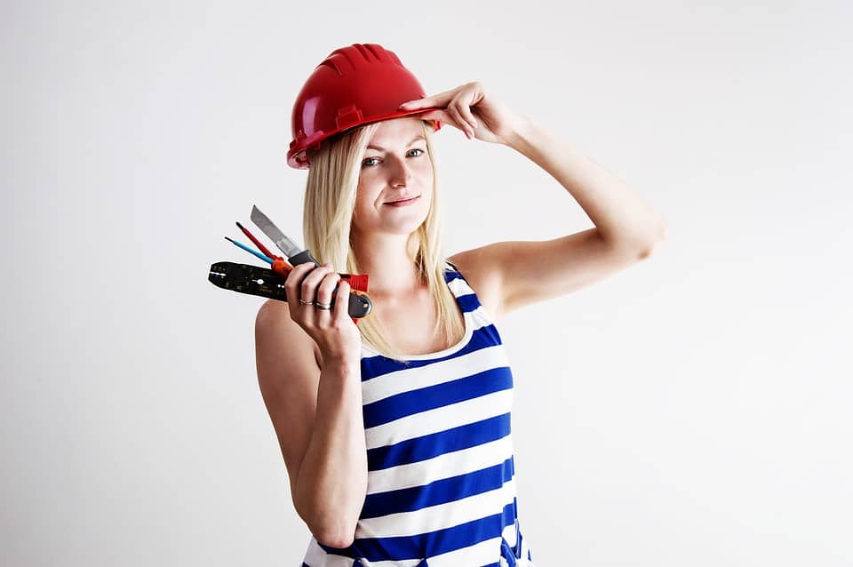 woman electrician at work